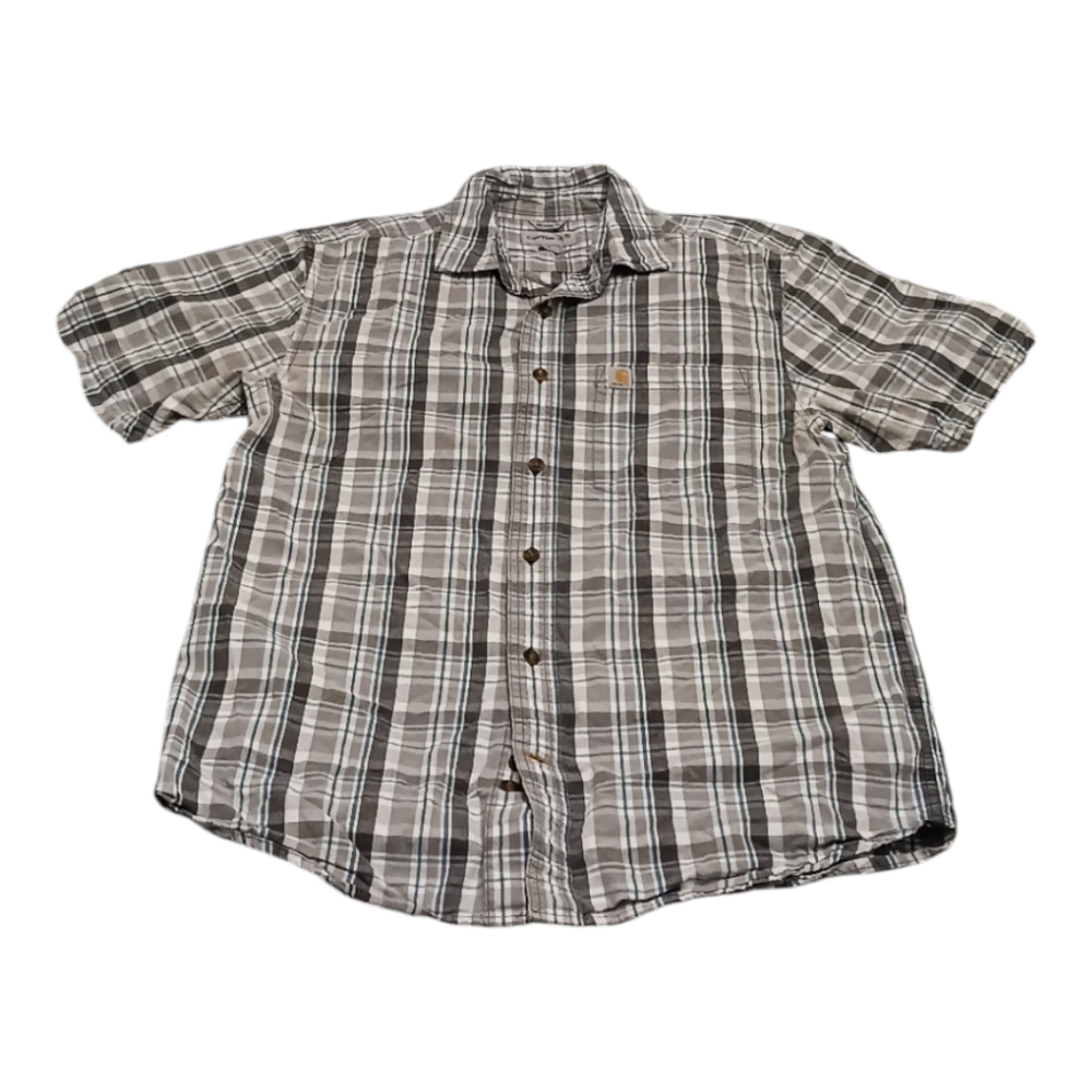 Carhartt short Sleeve Plaid Button-up Shirt Relaxed Fit - Picture 1 of 4